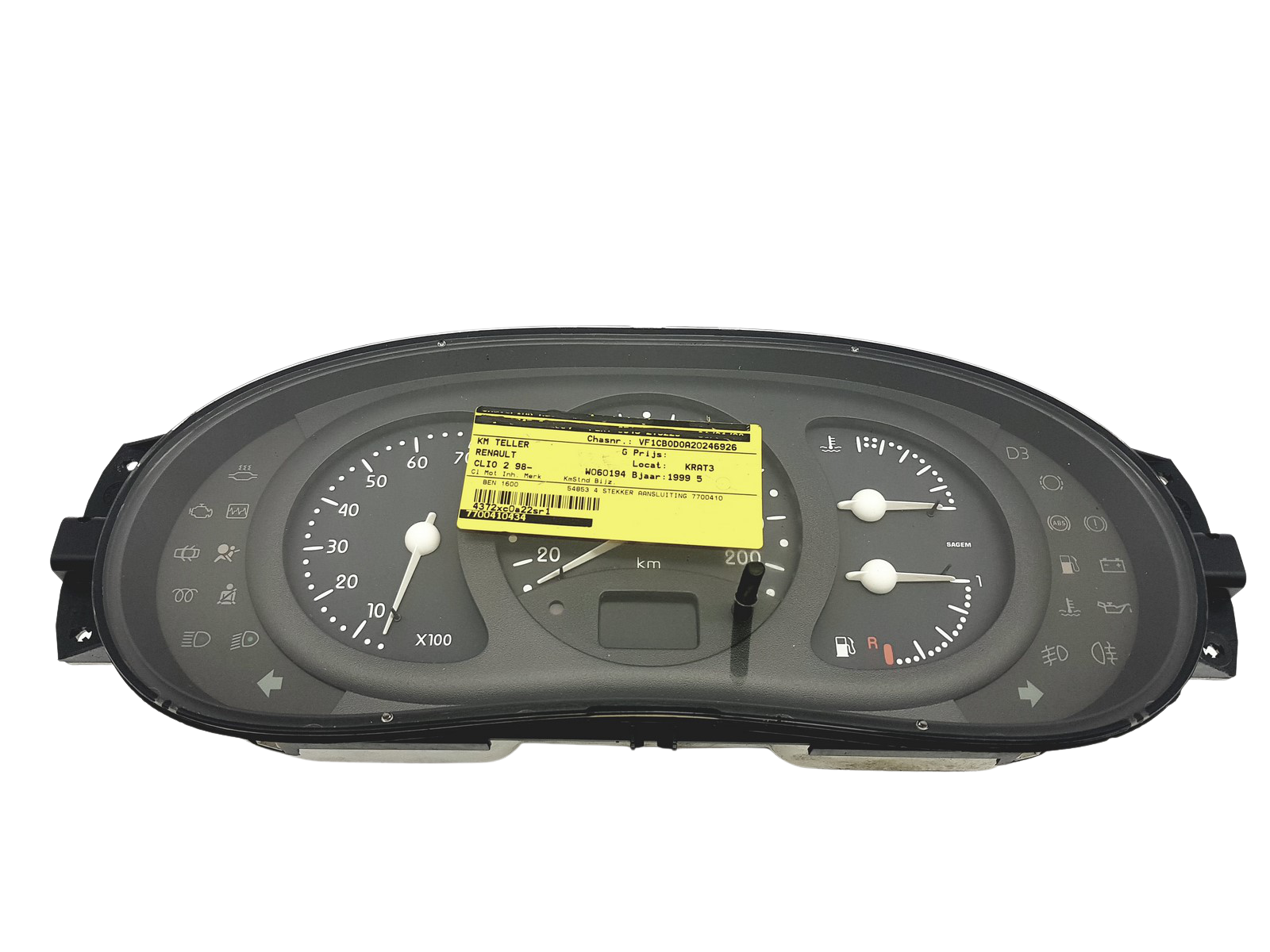 Tacho Kombiinstrument Renault Clio 2 7700410434 G 49253 main product photo