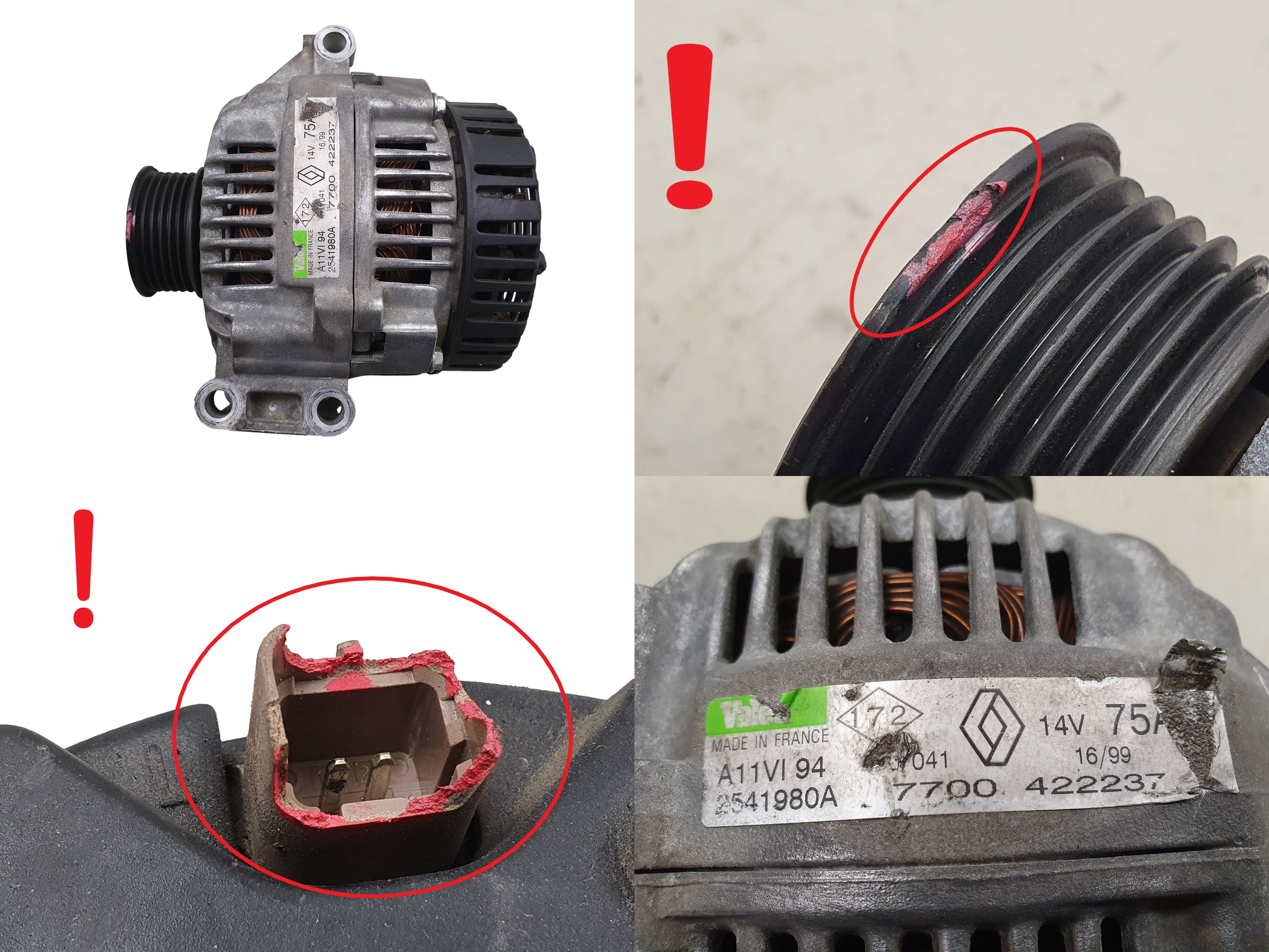 Lichtmaschine Generator Renault 7700422237 A11VI94 75A Valeo S3 main product photo