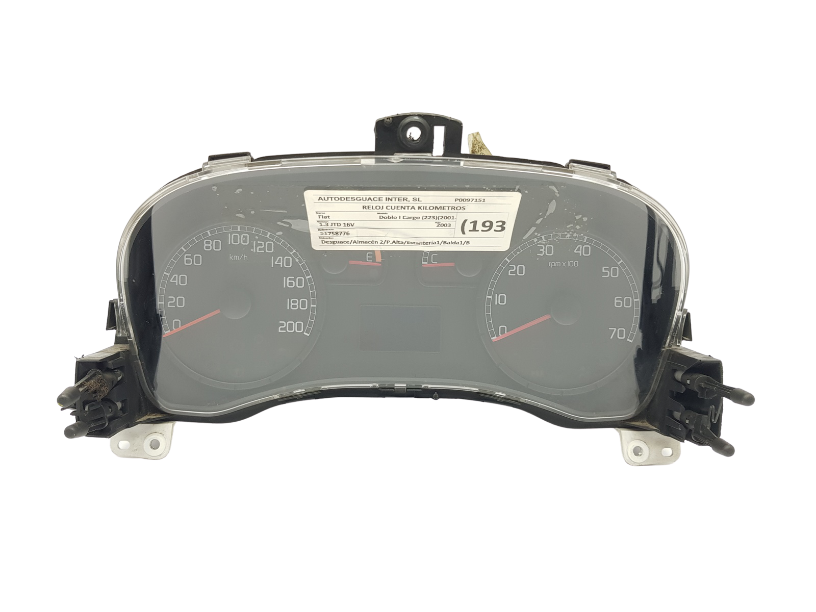 Tacho Kombiinstrument Fiat Doblo 51758776 503000933100 28412 main product photo
