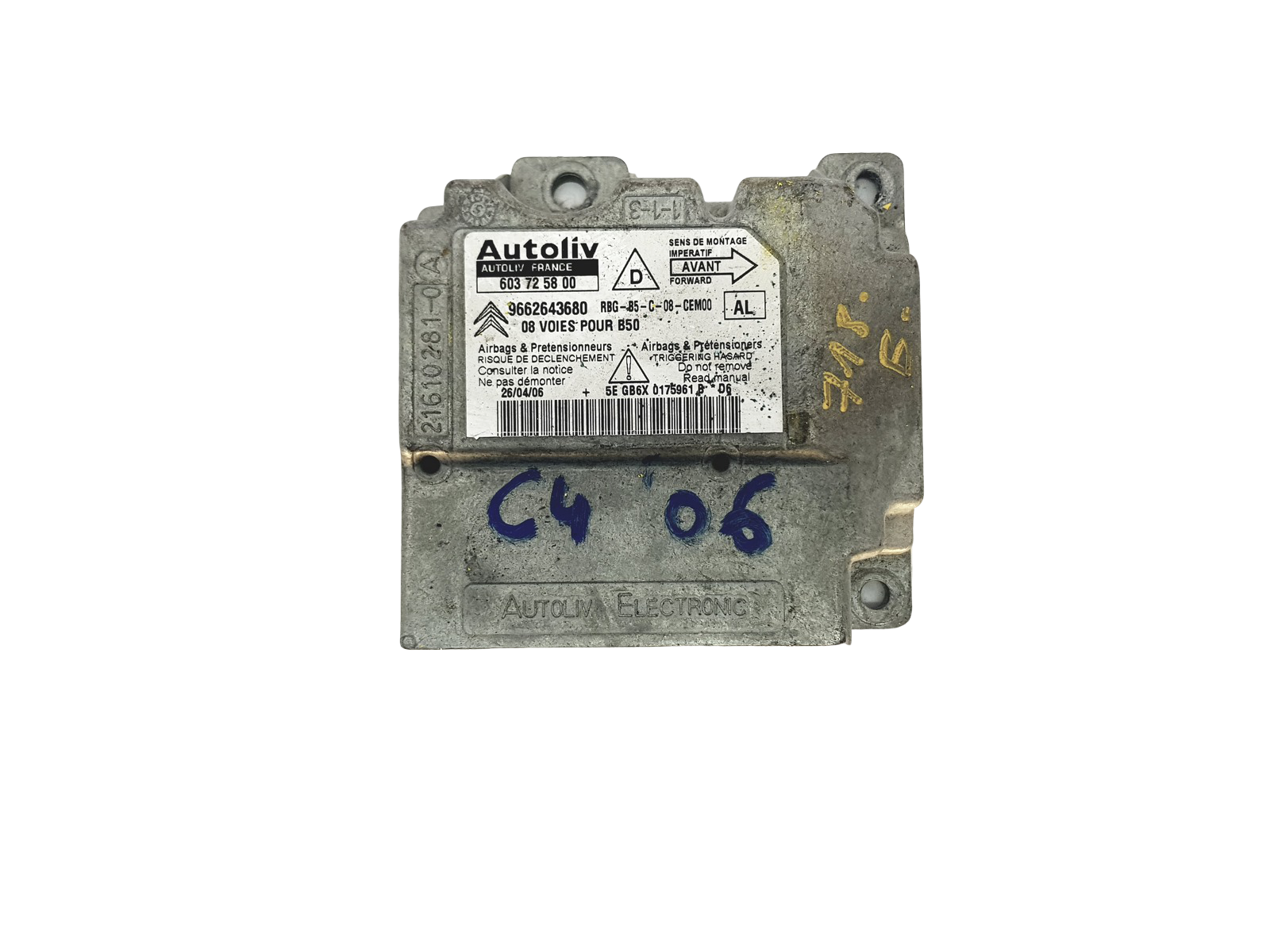 Steuergerät 603725800 9662643680 PSA Autoliv 23098 main product photo