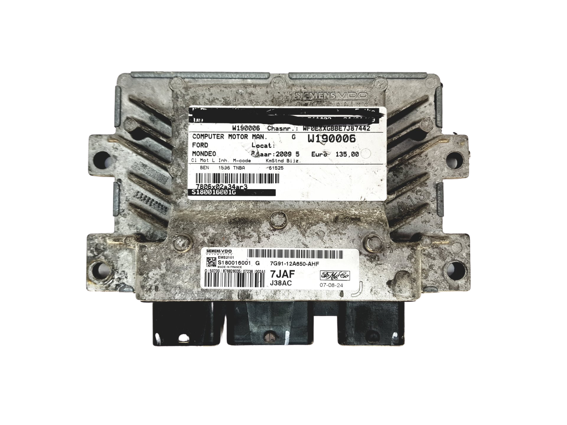 Steuergerät S180016001G 7G91-12A650-AHF EMS2101 Ford Siemens main product photo