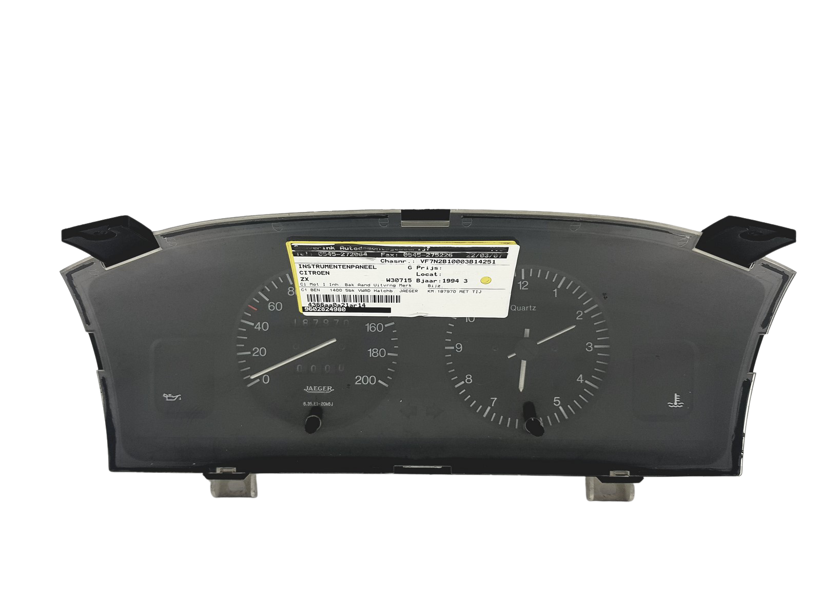 Tacho Kombiinstrument Citroen ZX 9602824980 49222 main product photo