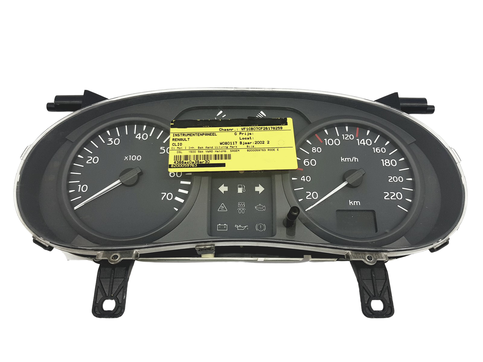 Tacho Kombiinstrument Renault Clio 2 8200059763 49303 main product photo