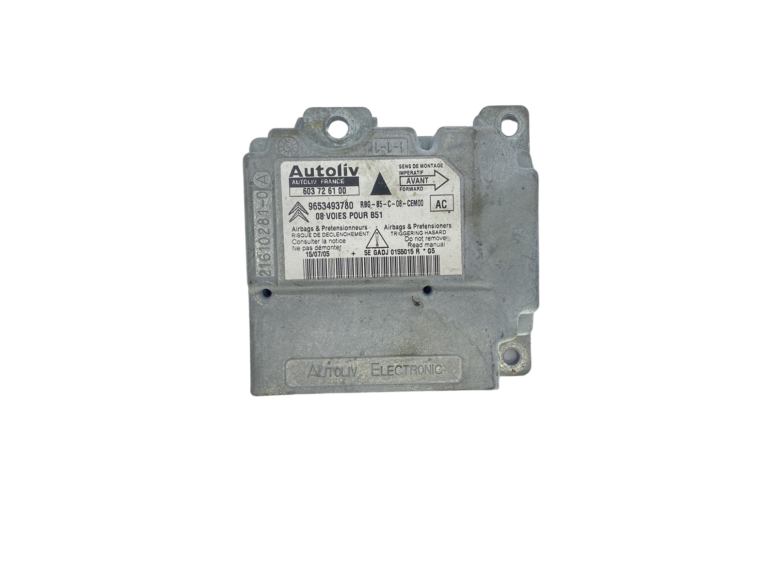 Steuergerät 9653493780 603726100 PSA Autoliv main product photo