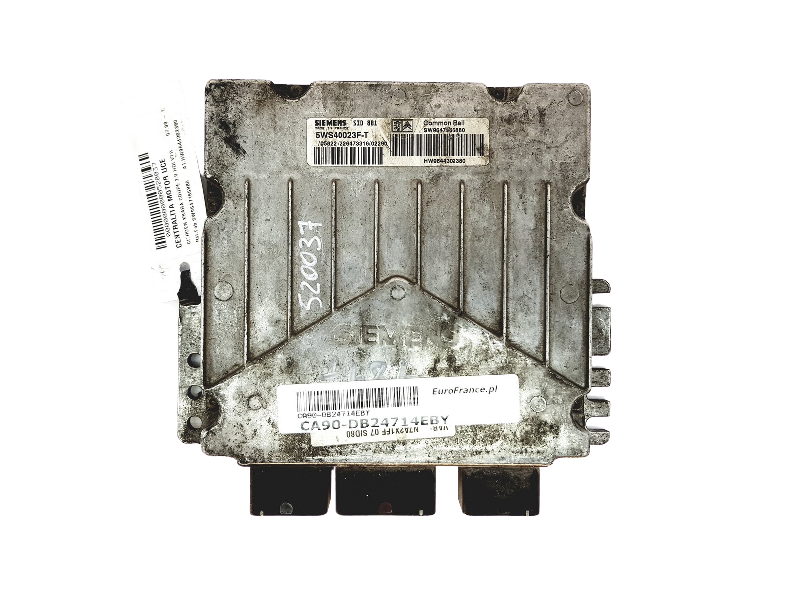 Steuergerät 5WS40023F-T 9647166880 9644302380 PSA Siemens 24714 main product photo