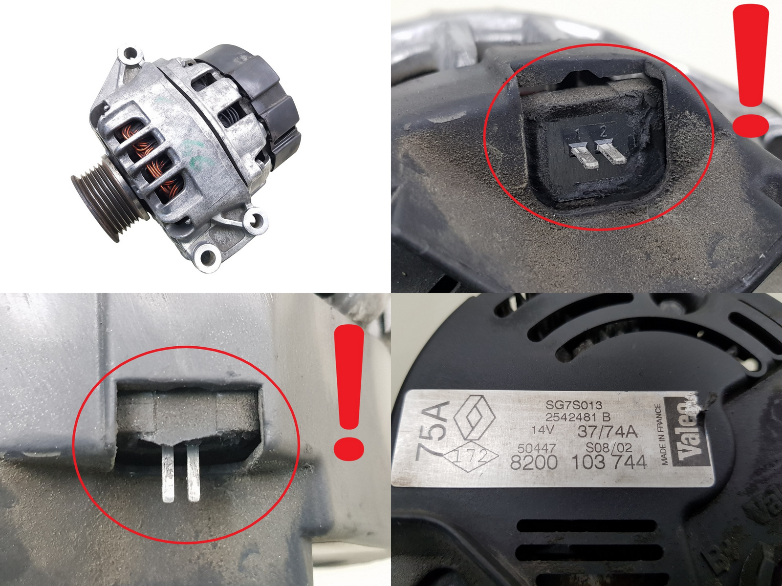 Lichtmaschine Generator 8200103744 SG7S013 75 A Valeo Renault Nissan main product photo